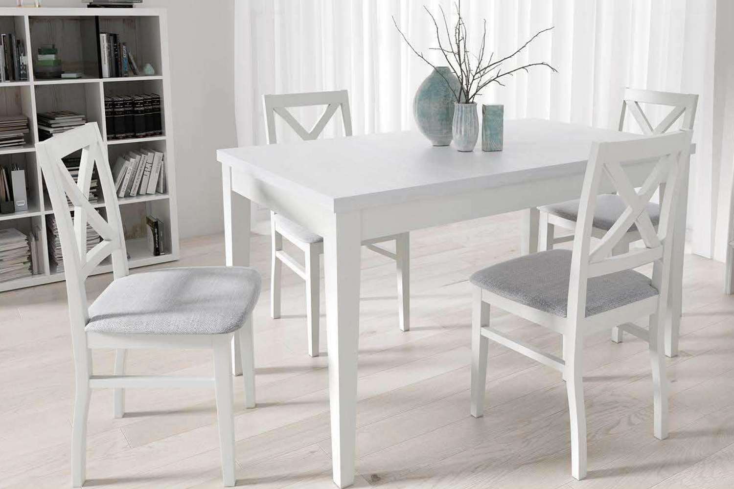 modernes Esszimmer-M�belset wei�es Holz
